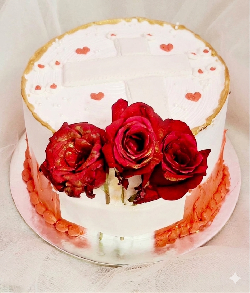 The Scarlet Rose & Gold Elegance Cake