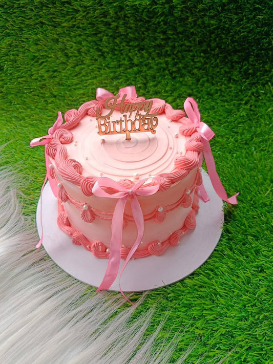 Blushing Ribbon Celebration Cake